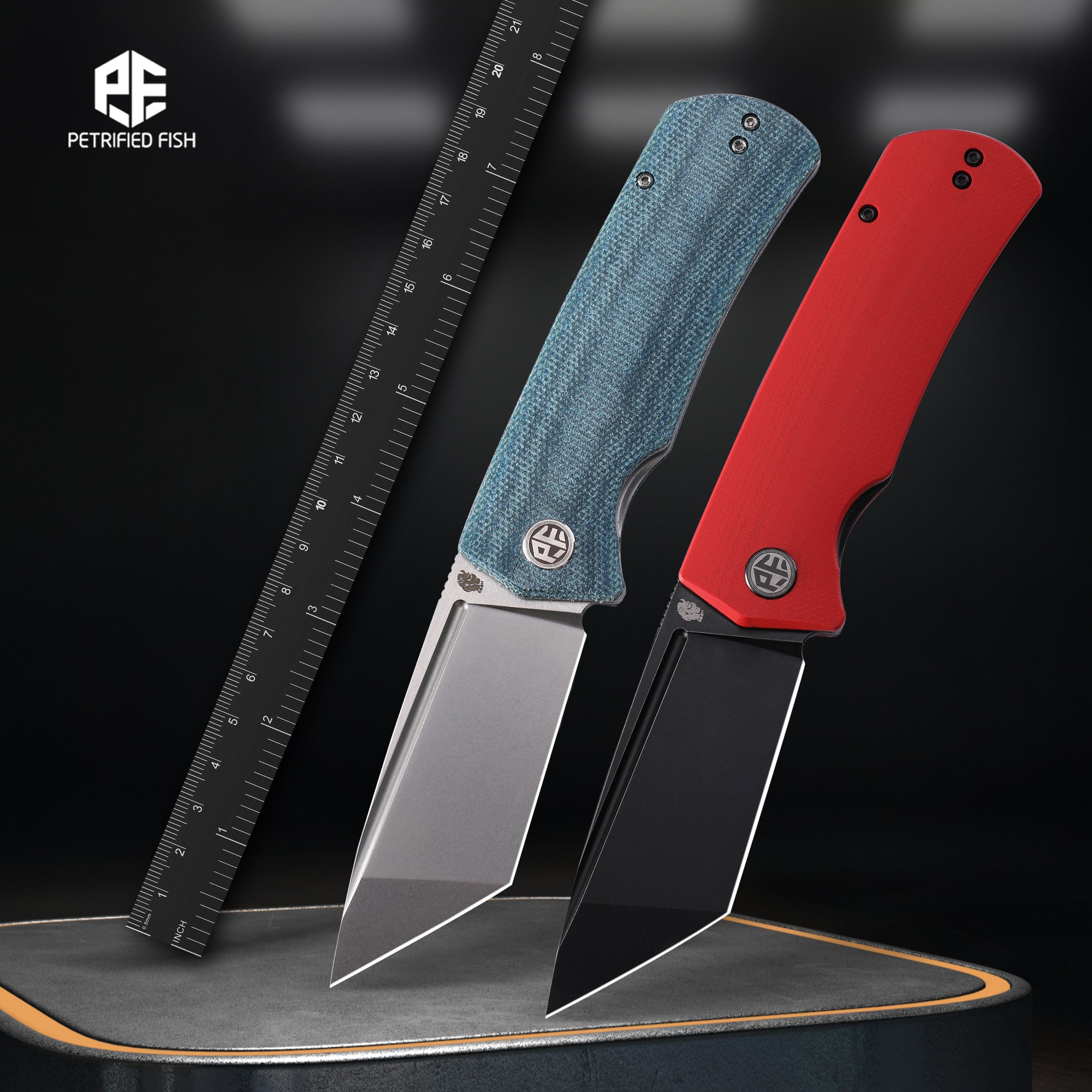 Petrified Fish PFP01T Beluga,3.58" K110 Blade,G10/Micarta Handle,Front Flipper Liner Lock Folding Knife