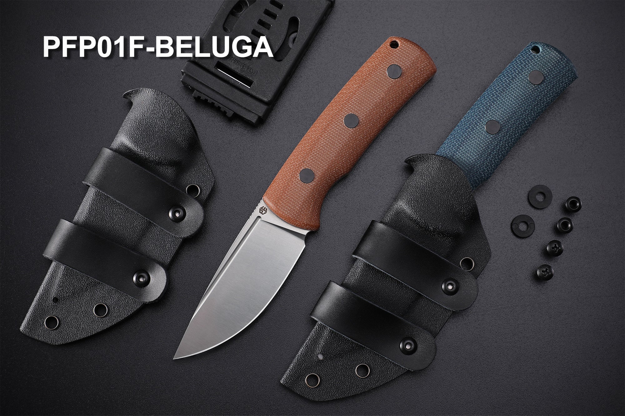 Petrified Fish PFP01F Beluga ,3.62" N690 Satin Blade, 166g G10/Micarta Handle Fixed Blade Knife