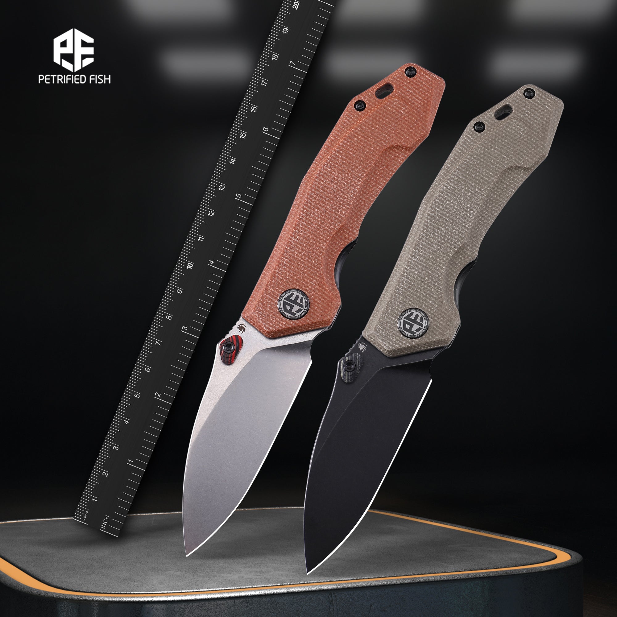 Petrified Fish PFP04 Havrog,3.15" K110 Blade,128g Micarta Handle,Thumb Stud Liner Lock Folding Knife