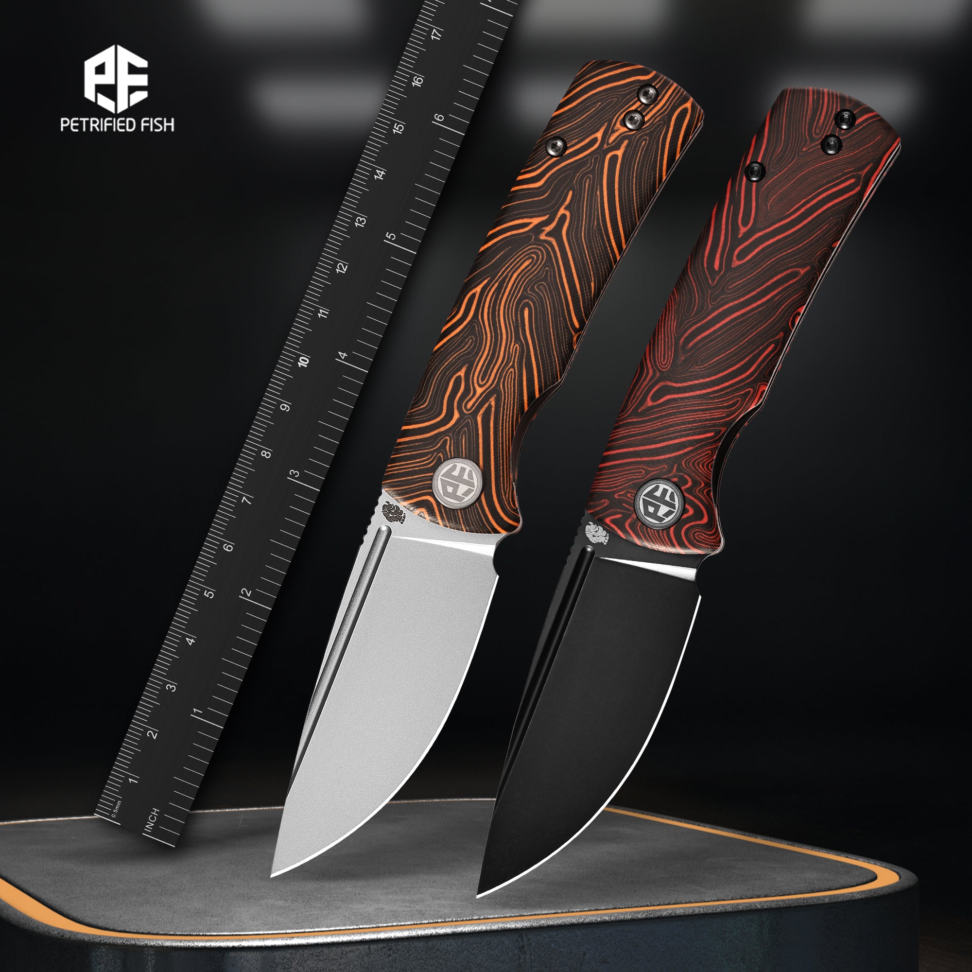 Petrified Fish PFP01X Beluga ,2.99" 14C28N Blade,95.6g G10/Carbon Fiber Handle Front Flipper Liner lock Folding knife