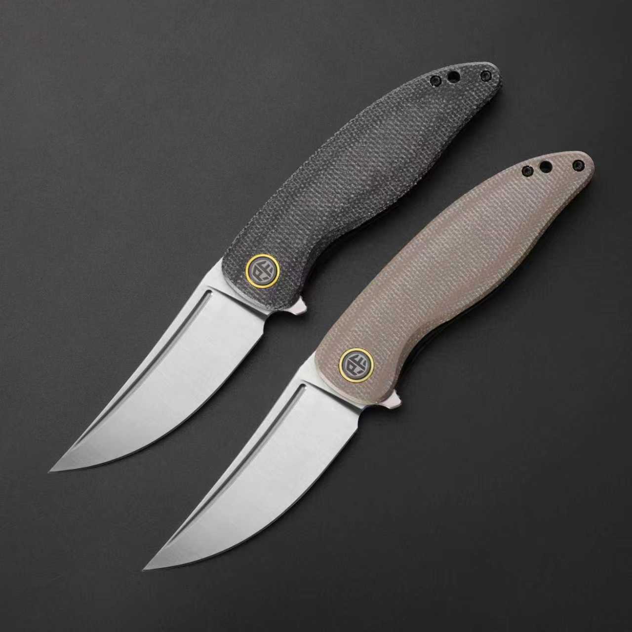 Petrified Fish PFP06 Simum ,3.50” K110 Blade, Micarta Handle Flipper Liner lock Folding knife
