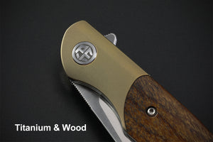 Petrified Fish PFP09 Hourglass ,3.54" K110 Satin Blade, 110g Wood Handle Flipper Liner lock Folding knife