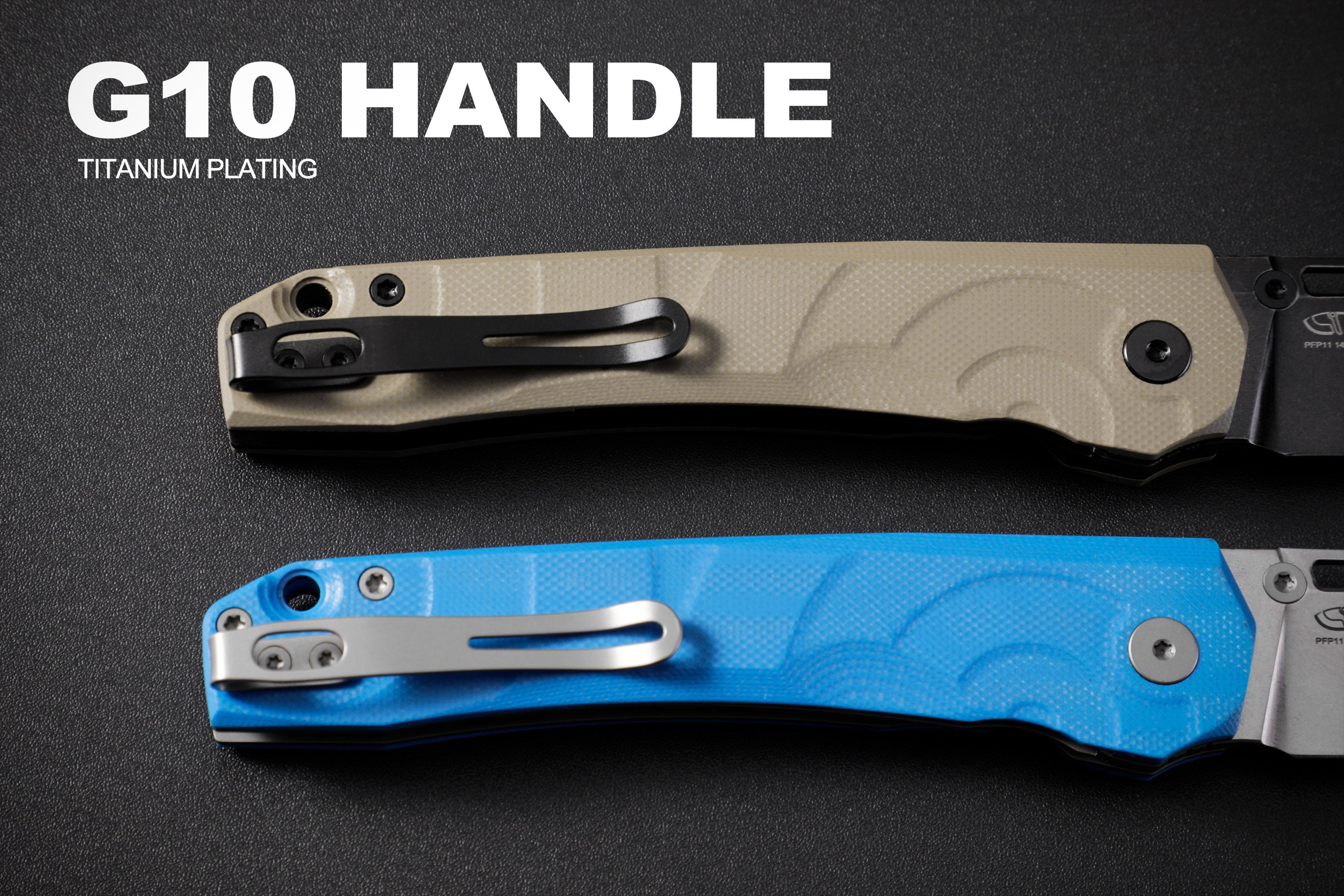 Petrified Fish PFP11- Ripple , 3.78" 14C28N Steel Hollow Blade, G10 Handle, Front Flipper Liner lock Folding knife