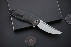 Petrified Fish PFP06 Simum ,3.50” K110 Blade, Micarta Handle Flipper Liner lock Folding knife