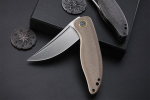 Petrified Fish PFP06 Simum ,3.50” K110 Blade, Micarta Handle Flipper Liner lock Folding knife