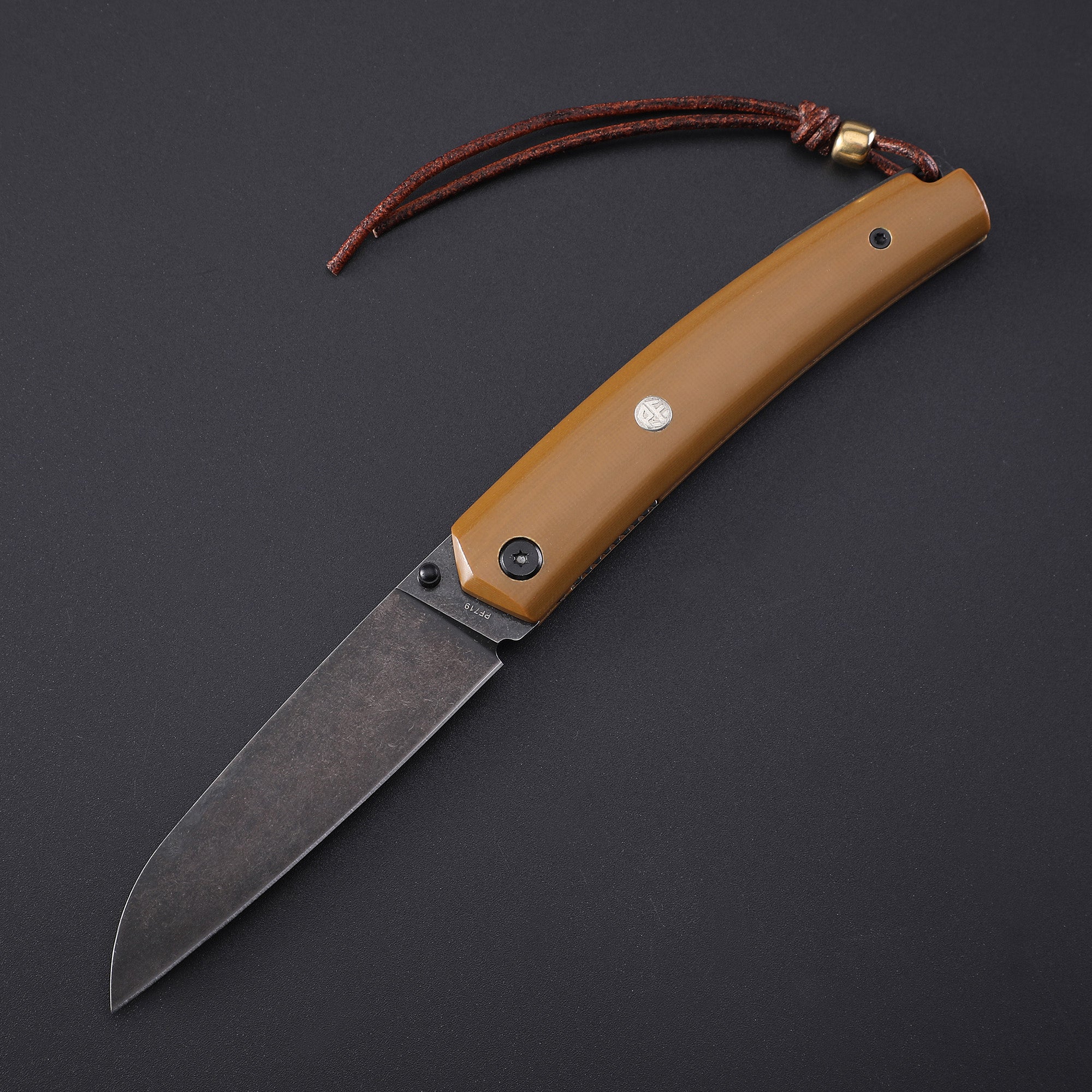 PF719 Thumb stud knife（87mm 12C27）Wood/G10 Handle