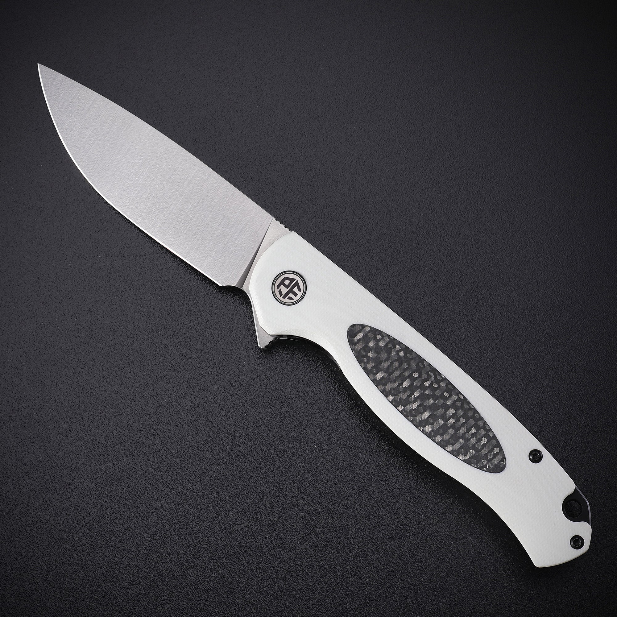 Petrified Fish PFB03 Stamp ,3.58" D2 Satin Blade, 136g G10 Handle Flipper Liner lock Folding knife