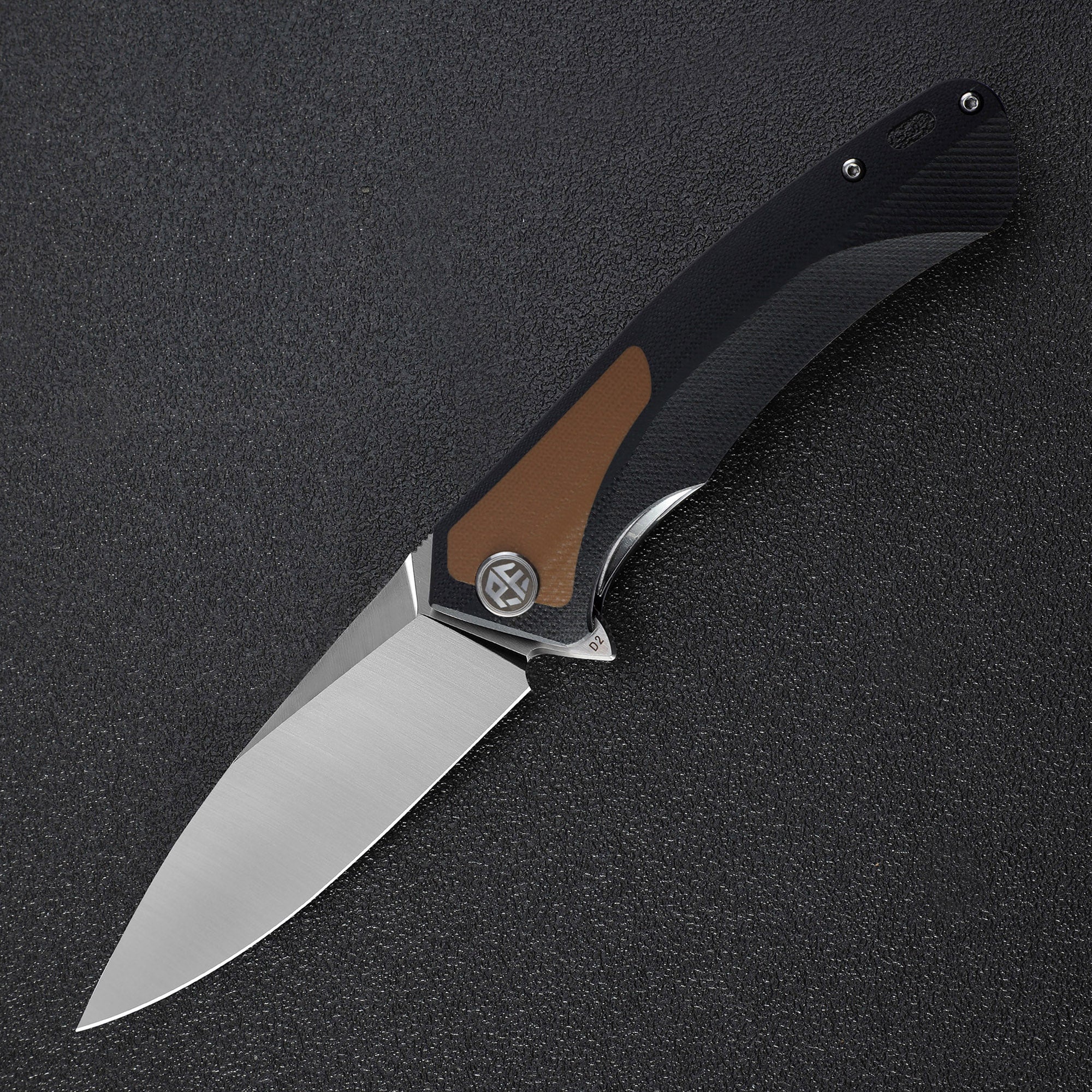Petrified Fish PF838 Pub,3.74"D2 Steel Blade,G10/Micarta/G10+Carbon Fiber Handle, Flipper Liner lock Folding knife