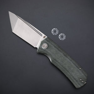 Petrified Fish PFP01T Beluga  ,3.58" K110 Stonewashed Blade,  Front Flipper Liner lock Folding knife