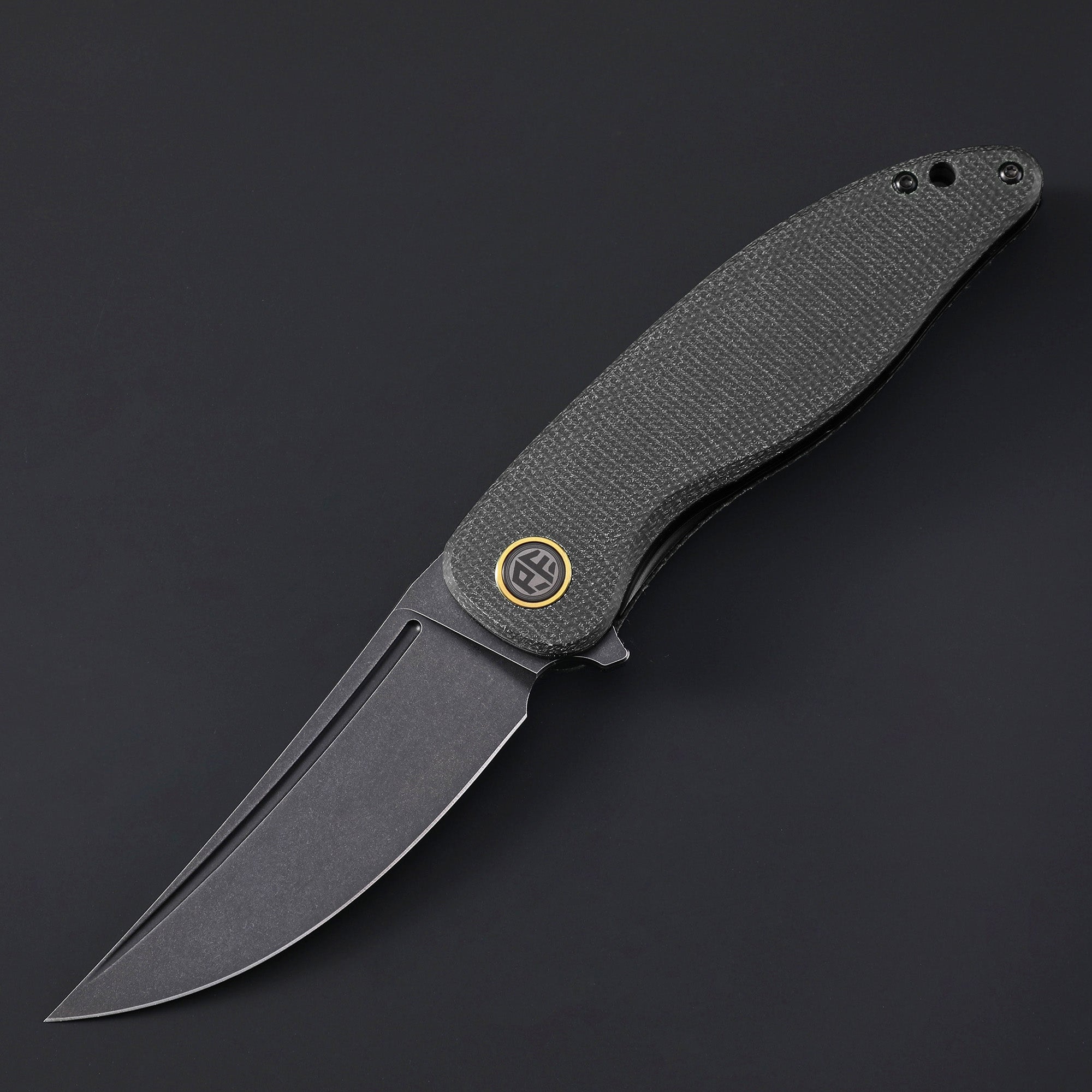 Petrified Fish PFP06 Simum ,3.50” K110 Blade, Micarta Handle Flipper Liner lock Folding knife