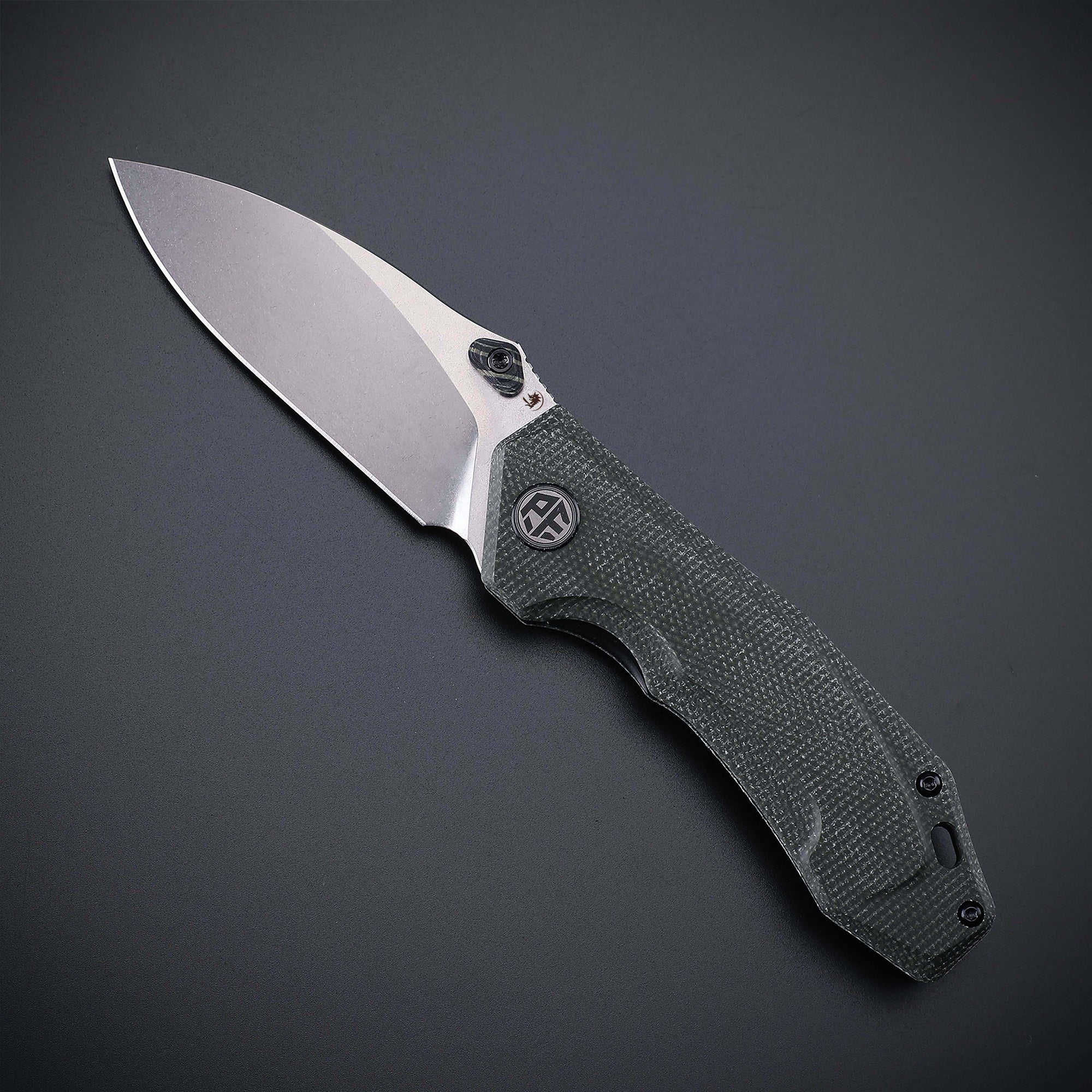 Petrified Fish PFP04 Havrog ,3.15" K110 Stonewashed Blade, 127g Micarta Handle Thumb Stud Liner lock Folding knife