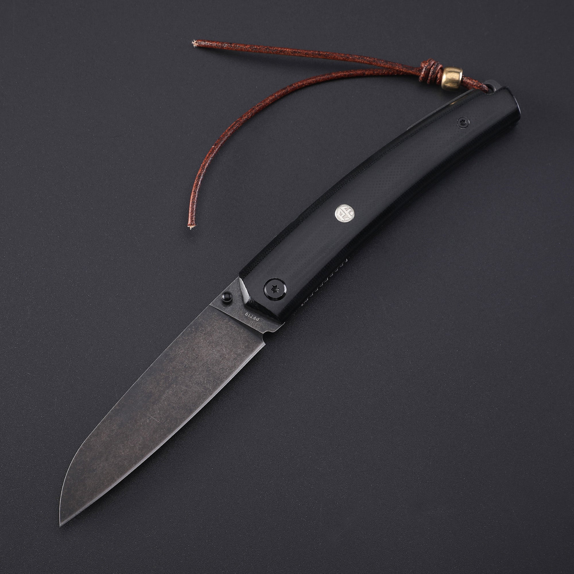 PF719 Thumb stud knife（87mm 12C27）Wood/G10 Handle