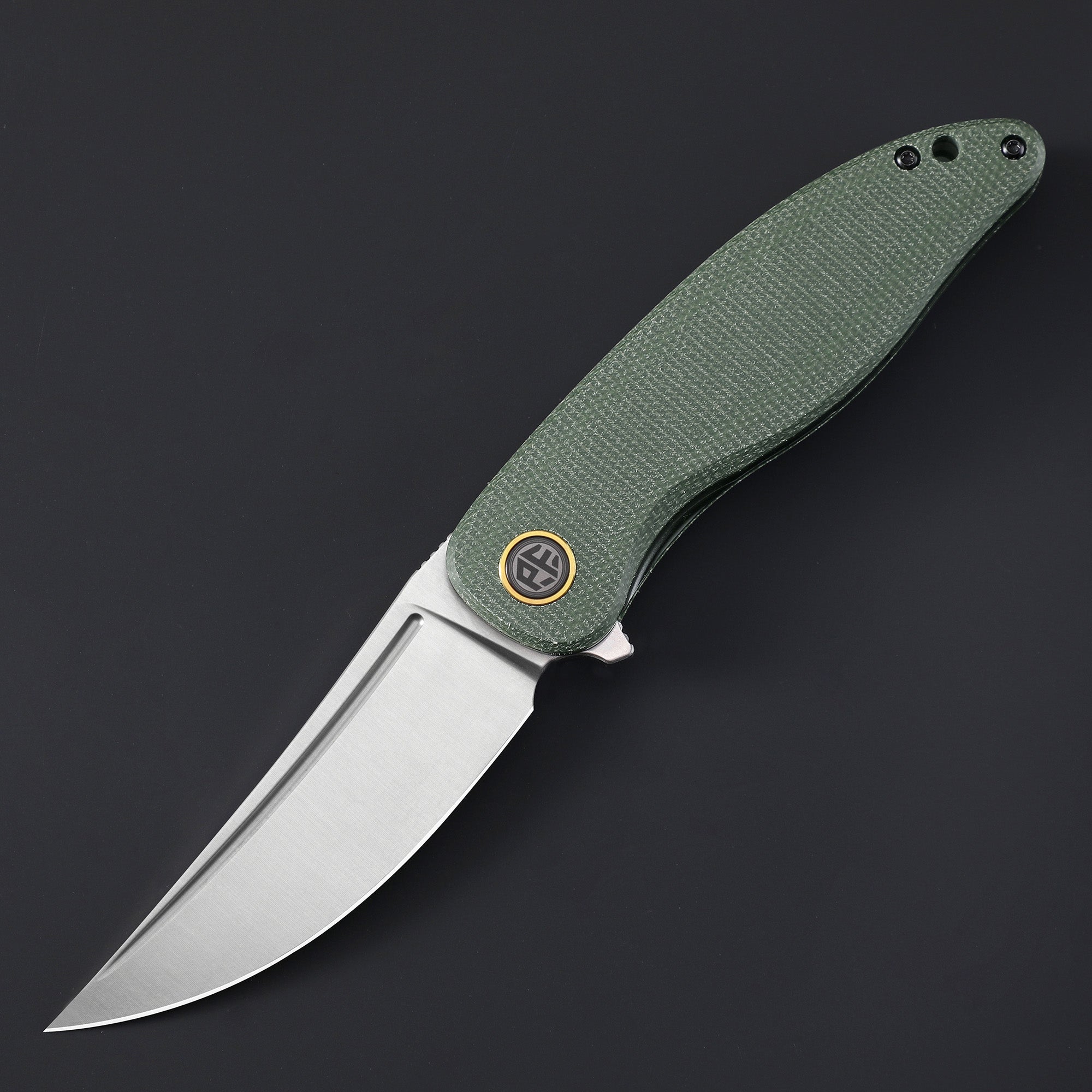 Petrified Fish PFP06 Simum ,3.50” K110 Blade, Micarta Handle Flipper Liner lock Folding knife