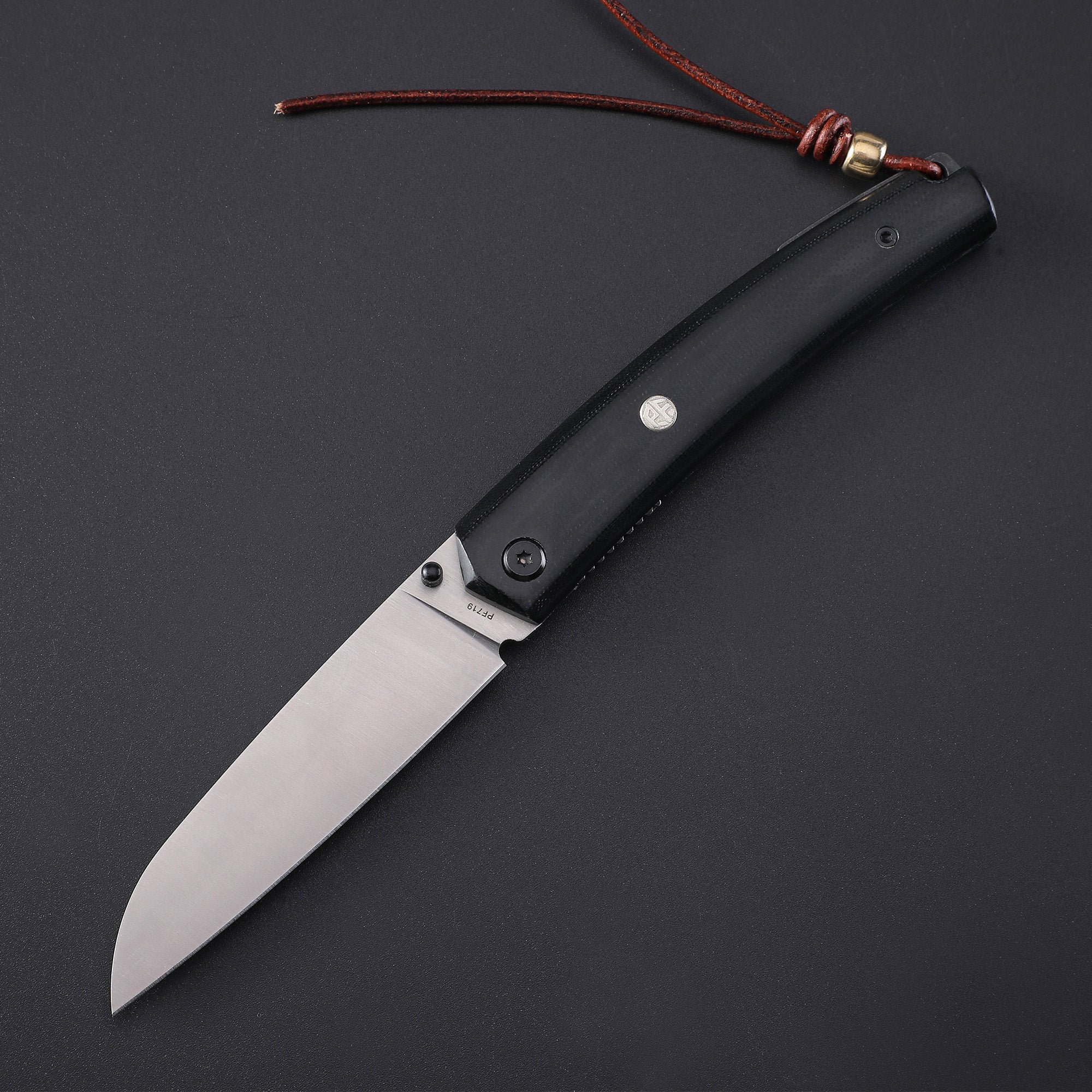 PF719 Thumb stud knife（87mm 12C27）Wood/G10 Handle
