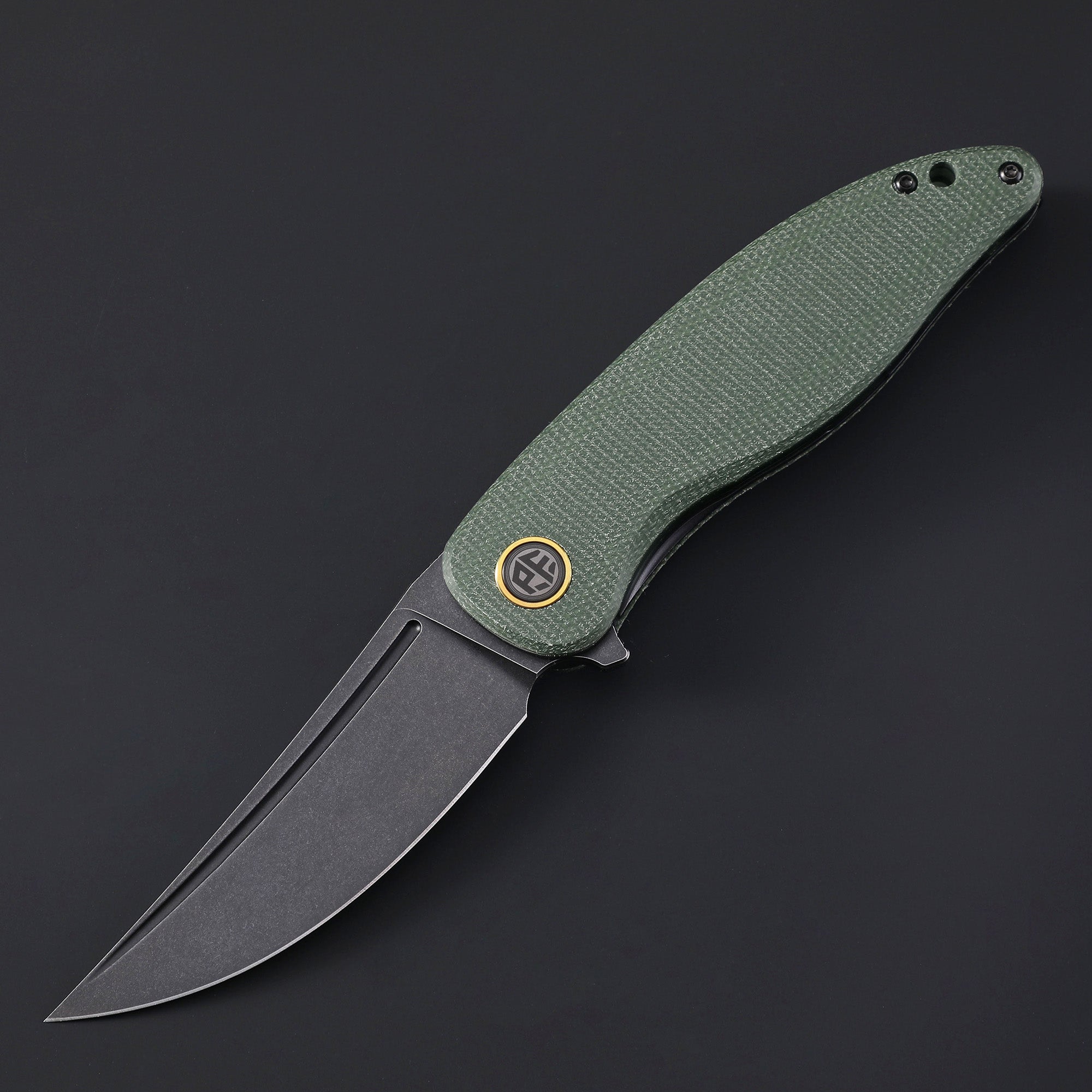 Petrified Fish PFP06 Simum ,3.50” K110 Blade, Micarta Handle Flipper Liner lock Folding knife