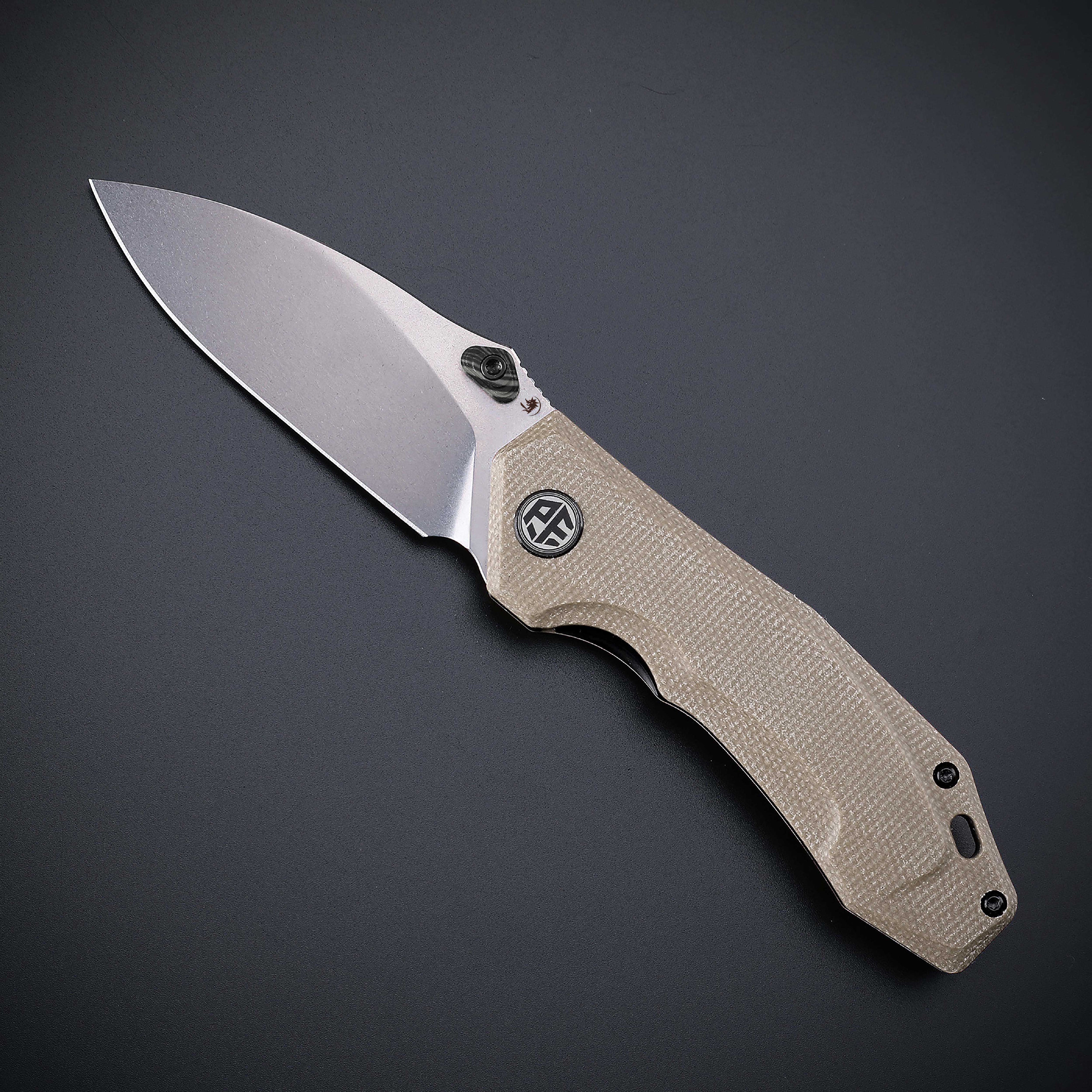 Petrified Fish PFP04 Havrog ,3.15" K110 Stonewashed Blade, 127g Micarta Handle Thumb Stud Liner lock Folding knife