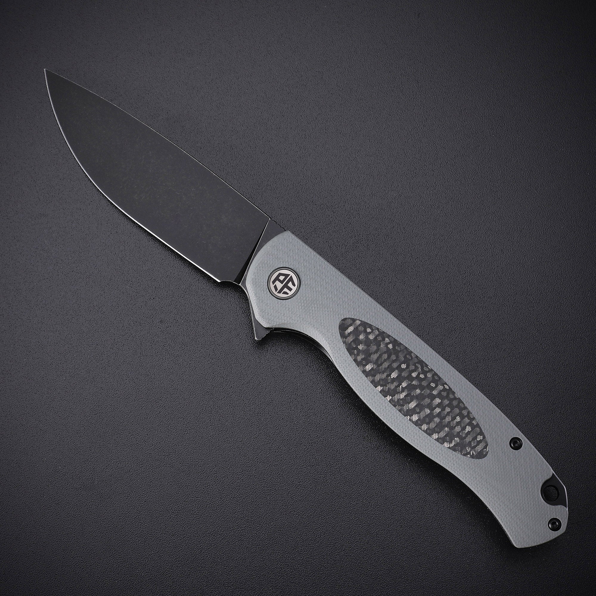 Petrified Fish PFB03 Stamp ,3.58" D2 Satin Blade, 136g G10&Carbon Fiber Handle Flipper Liner lock Folding knife