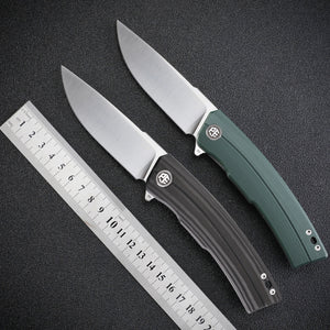 Petrified Fish PFP02 Magazine,3.66“ D2 Satin Blade，G10/Micarta/Carbon Fiber 145g folding Kinfe