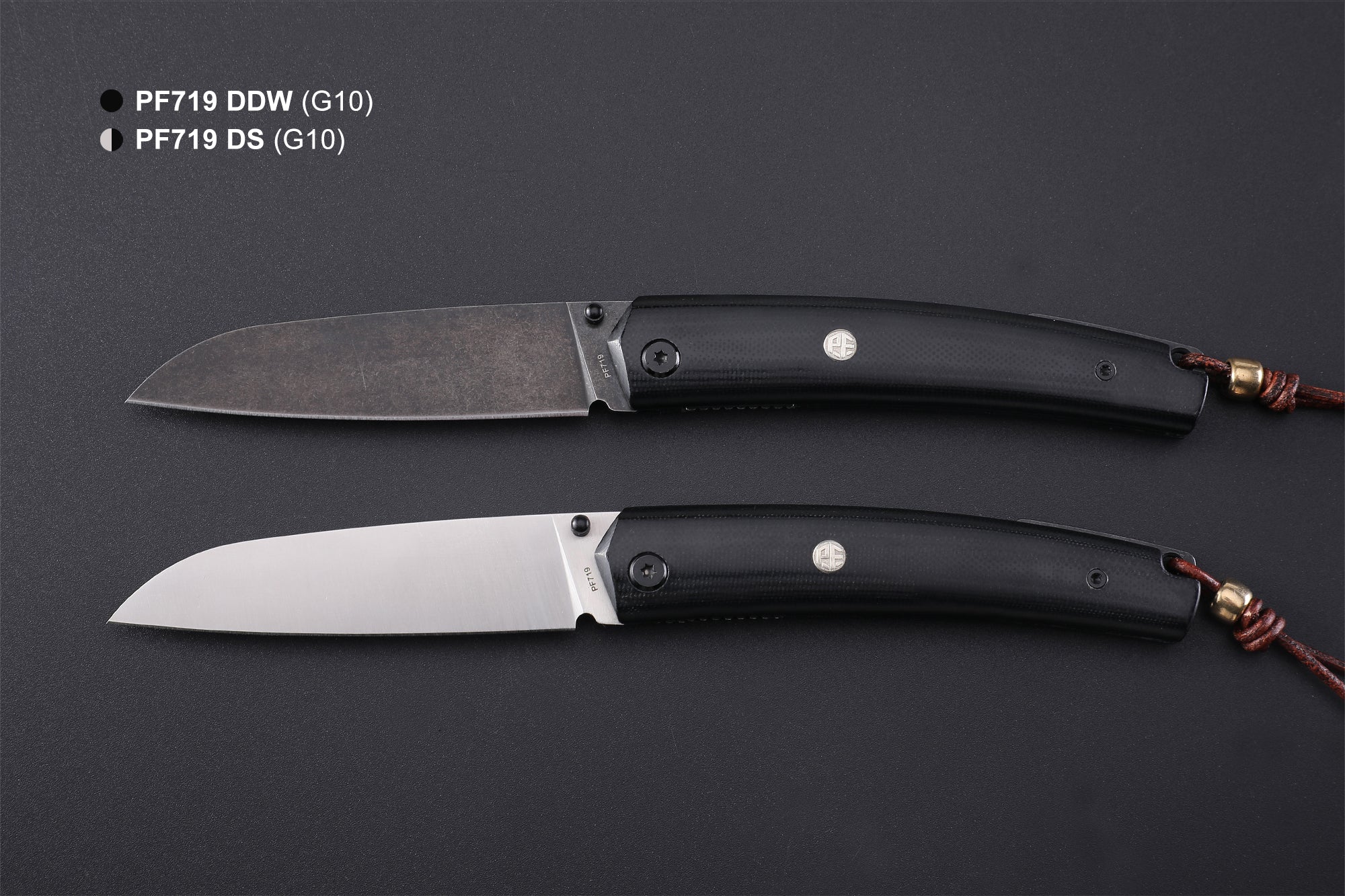 PF719 Thumb stud knife（87mm 12C27）Wood/G10 Handle