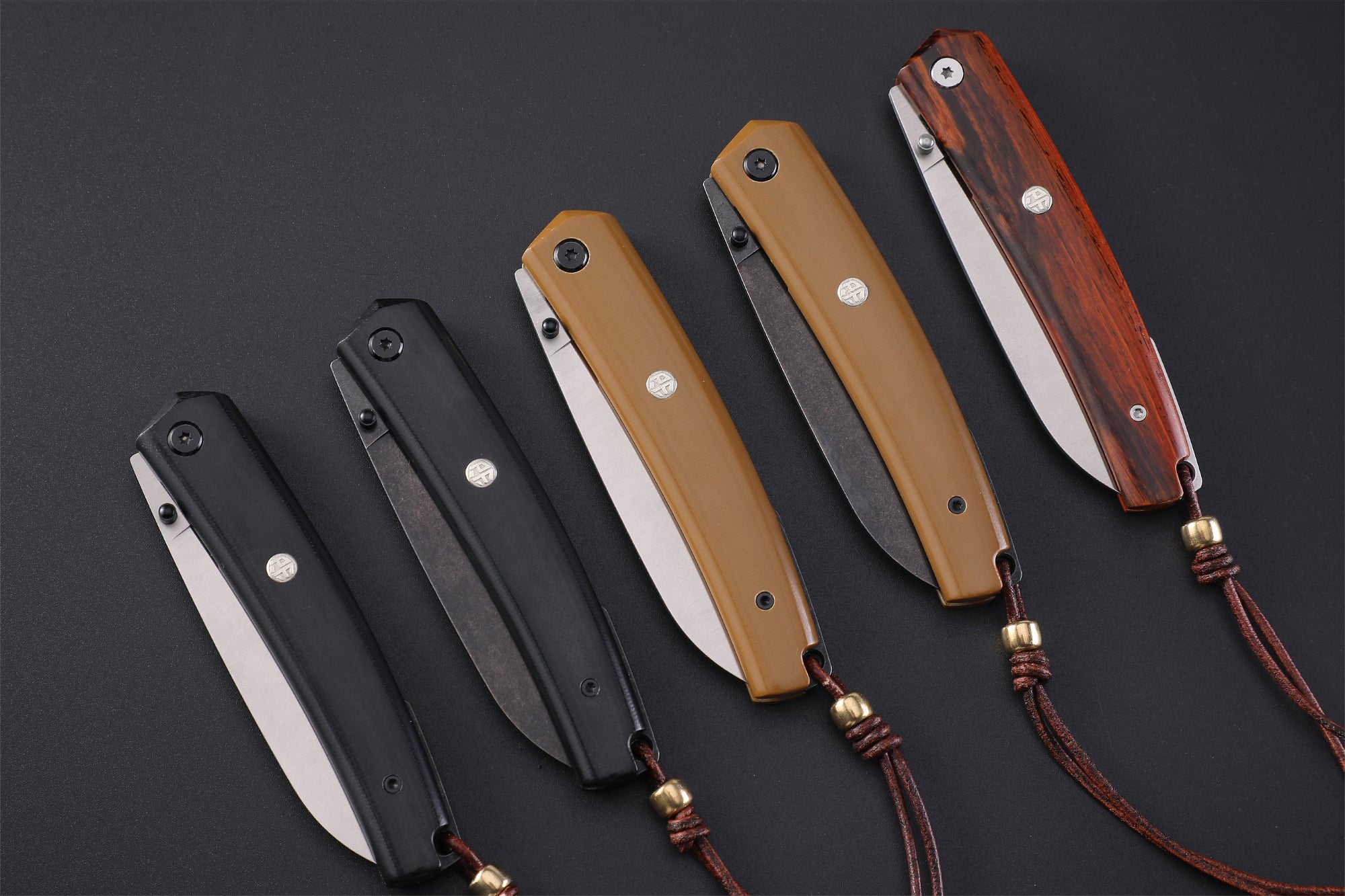 PF719 Thumb stud knife（87mm 12C27）Wood/G10 Handle