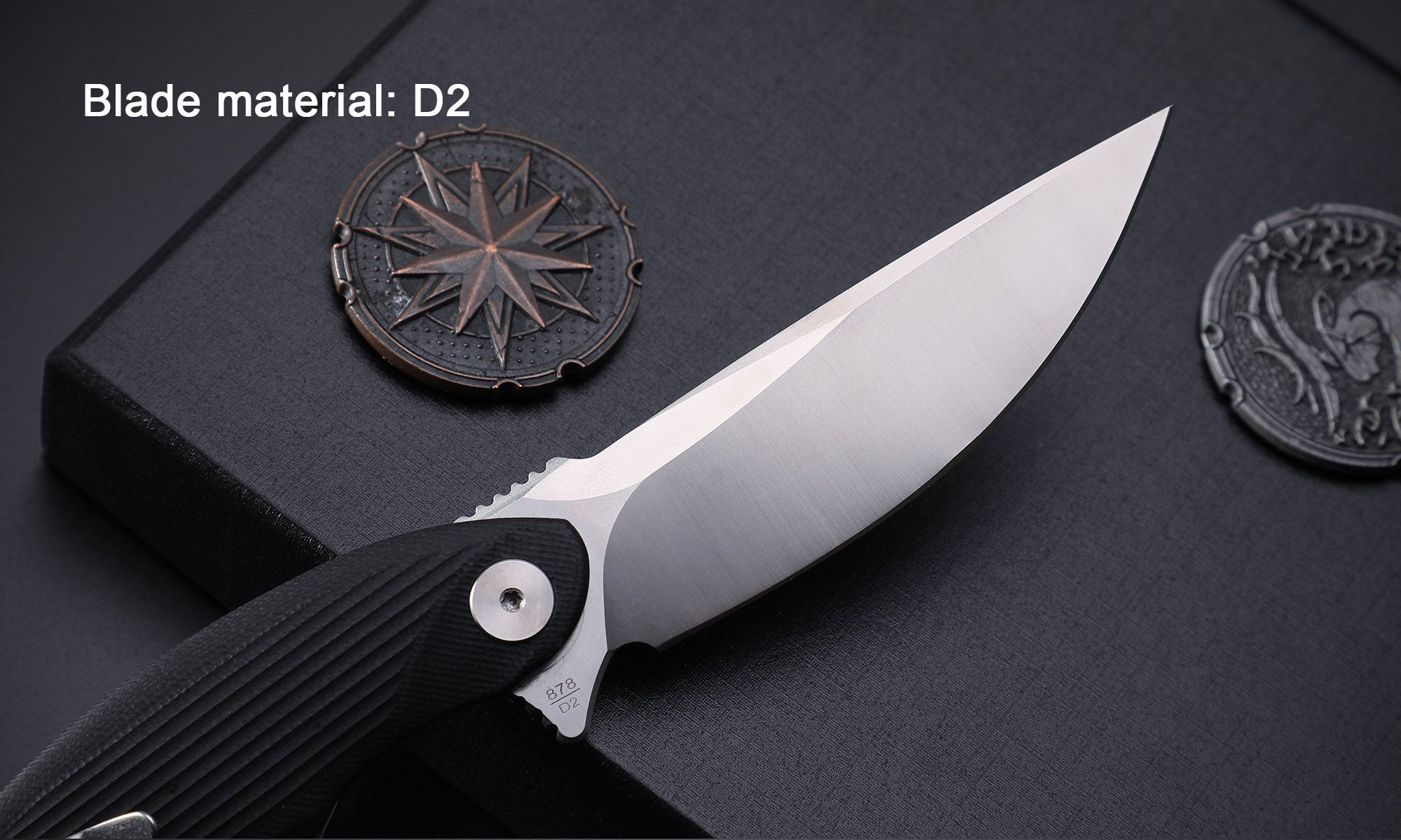 Petrified Fish PF878 Wing ,3.62" D2 Satin Blade,5.01 oz G10 Handle Flipper Liner lock Folding knife