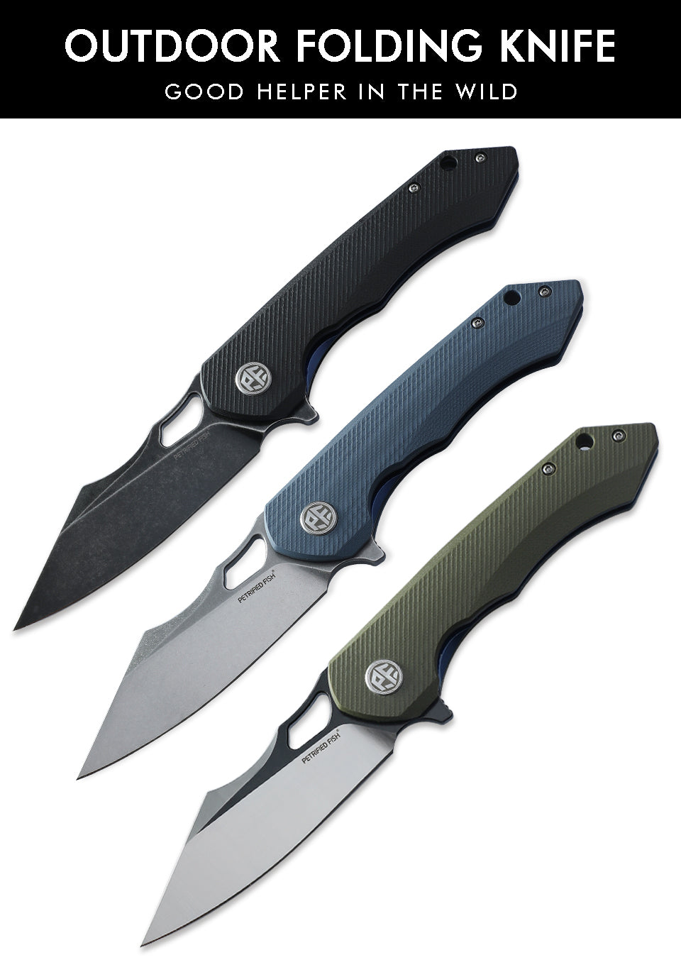 Petrified fish original PF919 Fancy folding knife D2 steel blade G10 handle hunting knife outdoor camping self-defense EDC tool knive