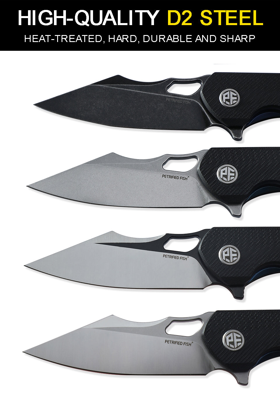 Petrified fish original PF919 Fancy folding knife D2 steel blade G10 handle hunting knife outdoor camping self-defense EDC tool knive