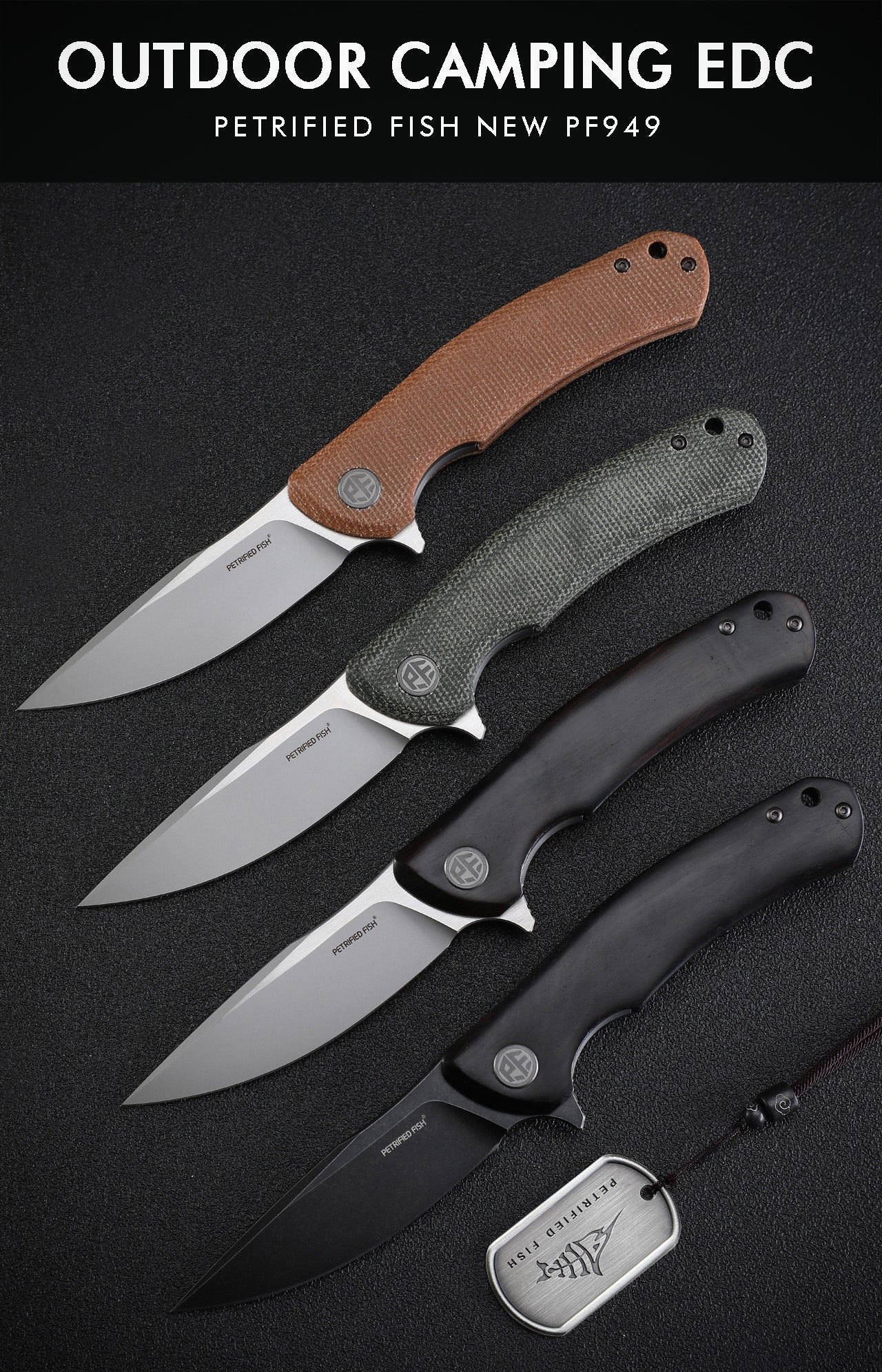 Petrified Fish PF949 Warrior Flipper Knife Carbon Fiber With G10 Handle (90mm K110)