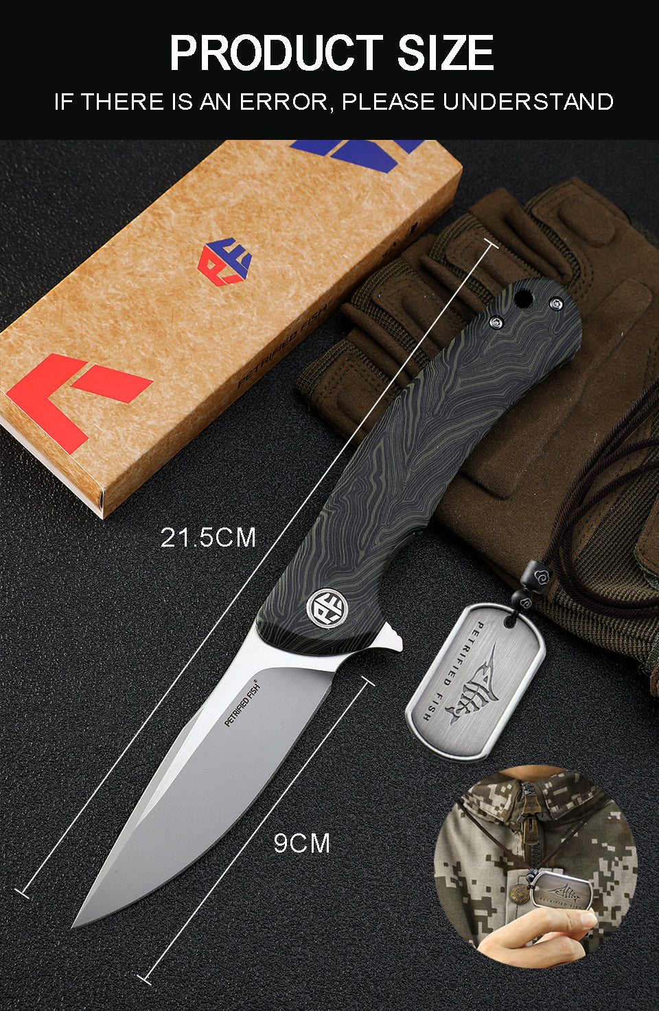 Petrified Fish PF949 Warrior Flipper Knife Carbon Fiber With G10 Handle (90mm K110)