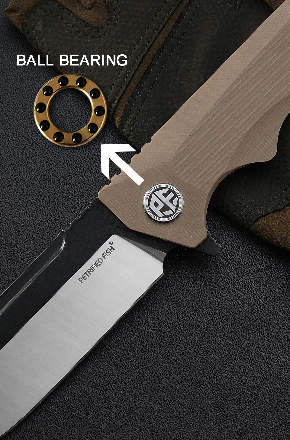 PF959 Petrified fish G10 handle D2 steel hunting knife outdoor survival EDC pocket tool hiking camping diving folding knives