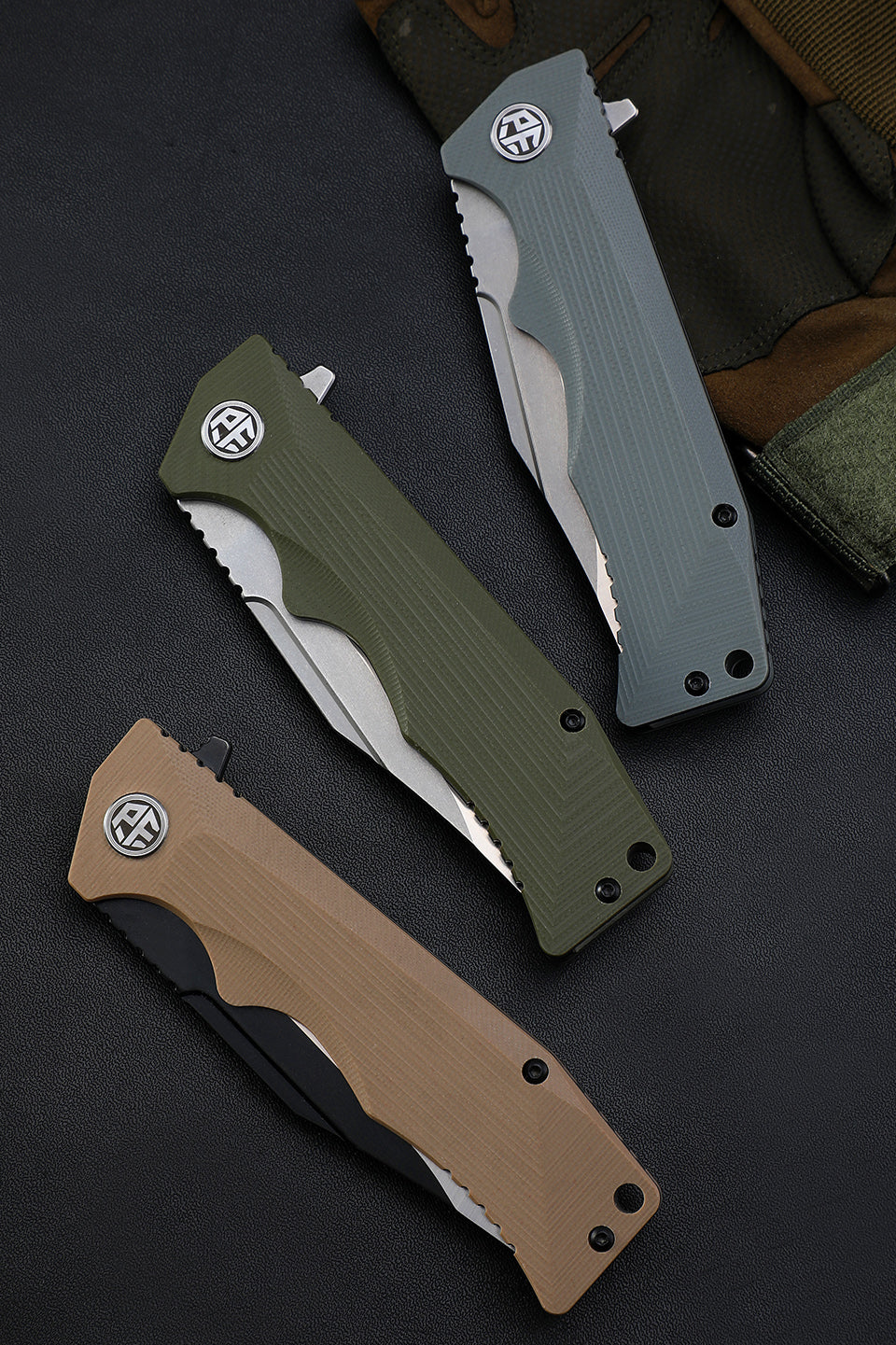PF959 Petrified fish G10 handle D2 steel hunting knife outdoor survival EDC pocket tool hiking camping diving folding knives