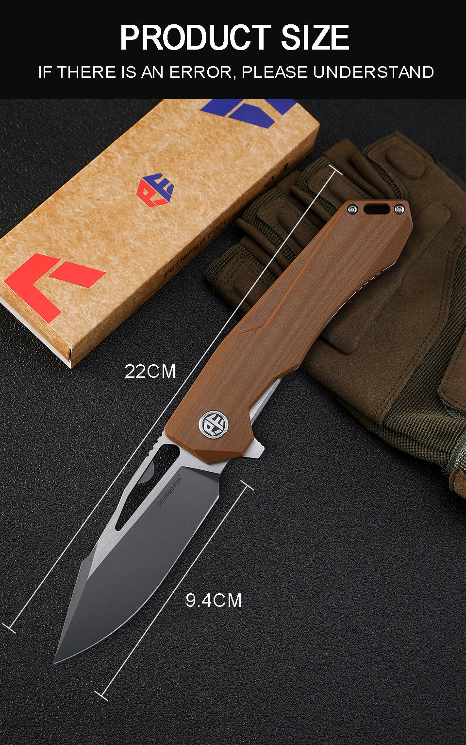 Petrified fish PF969 K110 steel blade ceramic ball bearing folding knives G10 handle titanium alloy clip outdoor hunting knife