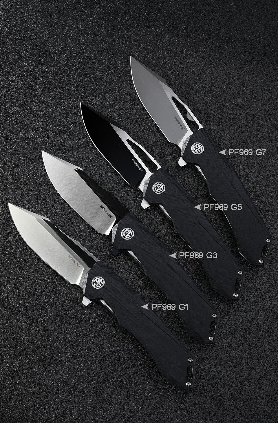 Petrified fish PF969 K110 steel blade ceramic ball bearing folding knives G10 handle titanium alloy clip outdoor hunting knife