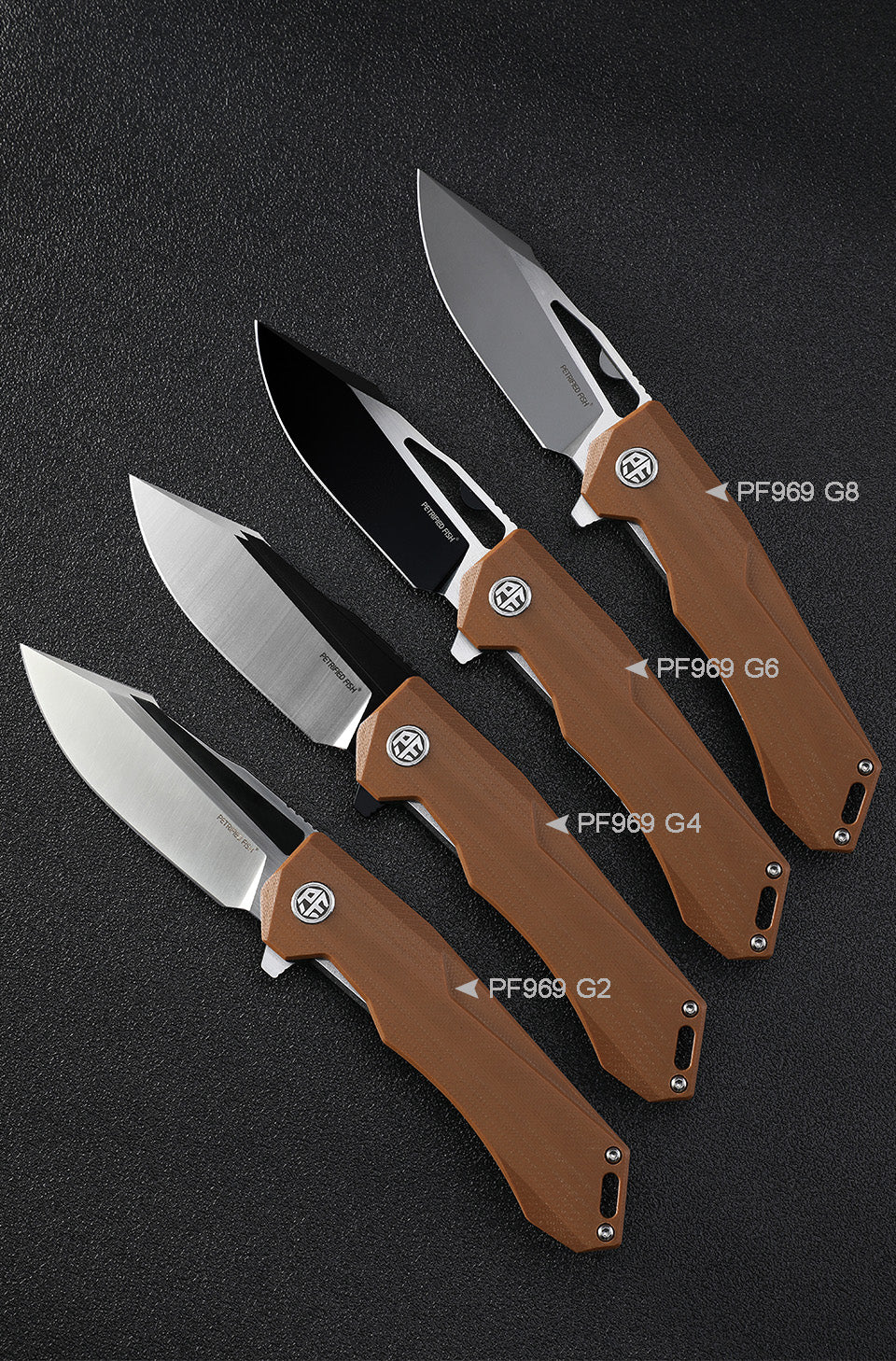 Petrified fish PF969 K110 steel blade ceramic ball bearing folding knives G10 handle titanium alloy clip outdoor hunting knife