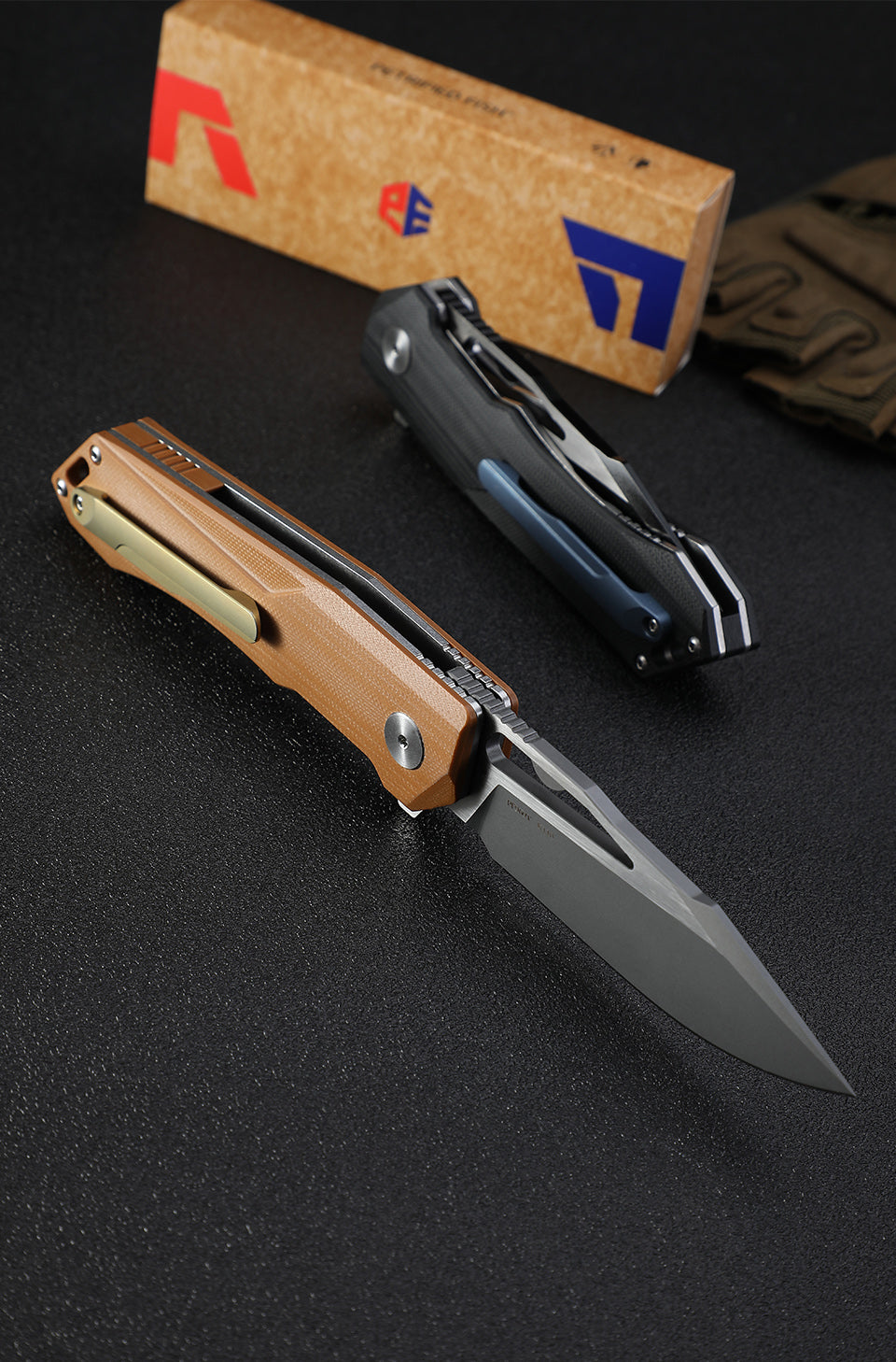 Petrified fish PF969 K110 steel blade ceramic ball bearing folding knives G10 handle titanium alloy clip outdoor hunting knife