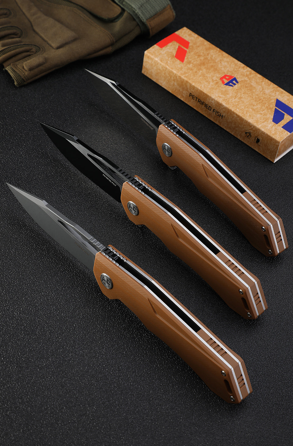 Petrified fish PF969 K110 steel blade ceramic ball bearing folding knives G10 handle titanium alloy clip outdoor hunting knife