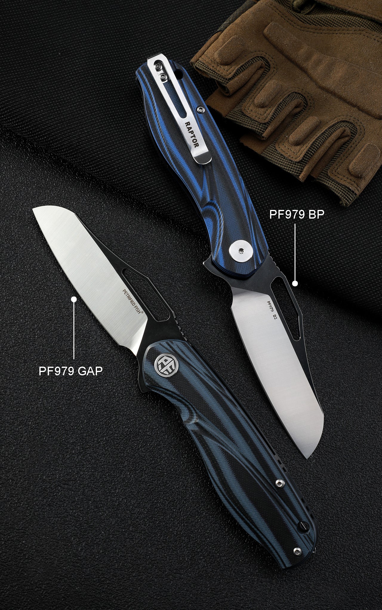 Petrified fish PF979 Raptor original D2 steel folding knife flipper G10 handle camping knives outdoor survival hunting EDC pocket tools