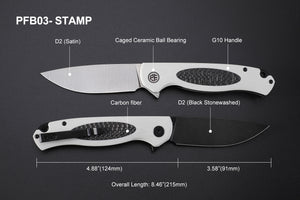 Petrified Fish PFB03 Stamp ,3.58" D2 Satin Blade, 136g G10 Handle Flipper Liner lock Folding knife