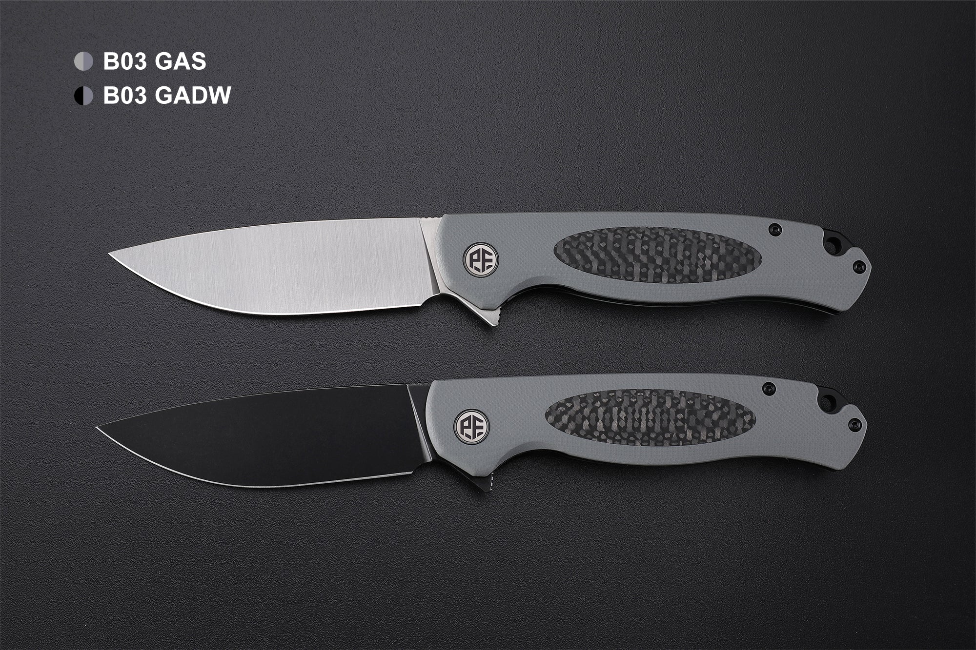 Petrified Fish PFB03 Stamp ,3.58" D2 Satin Blade, 136g G10&Carbon Fiber Handle Flipper Liner lock Folding knife