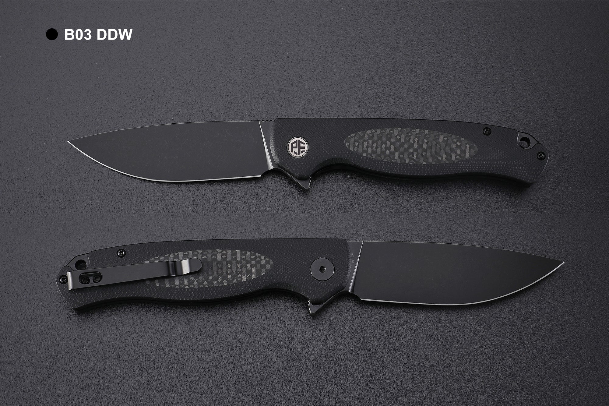 Petrified Fish PFB03 Stamp ,3.58" D2 Satin Blade, 136g G10&Carbon Fiber Handle Flipper Liner lock Folding knife