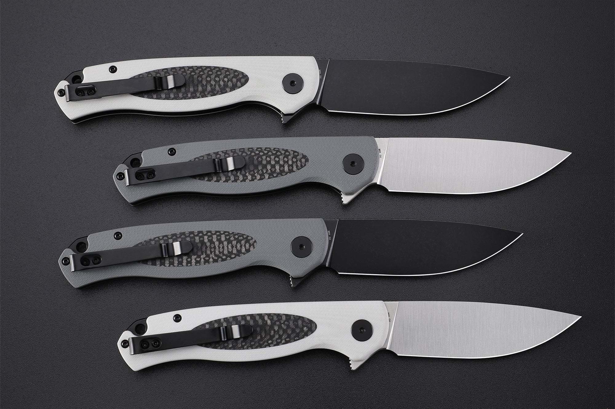 Petrified Fish PFB03 Stamp ,3.58" D2 Satin Blade, 136g G10&Carbon Fiber Handle Flipper Liner lock Folding knife