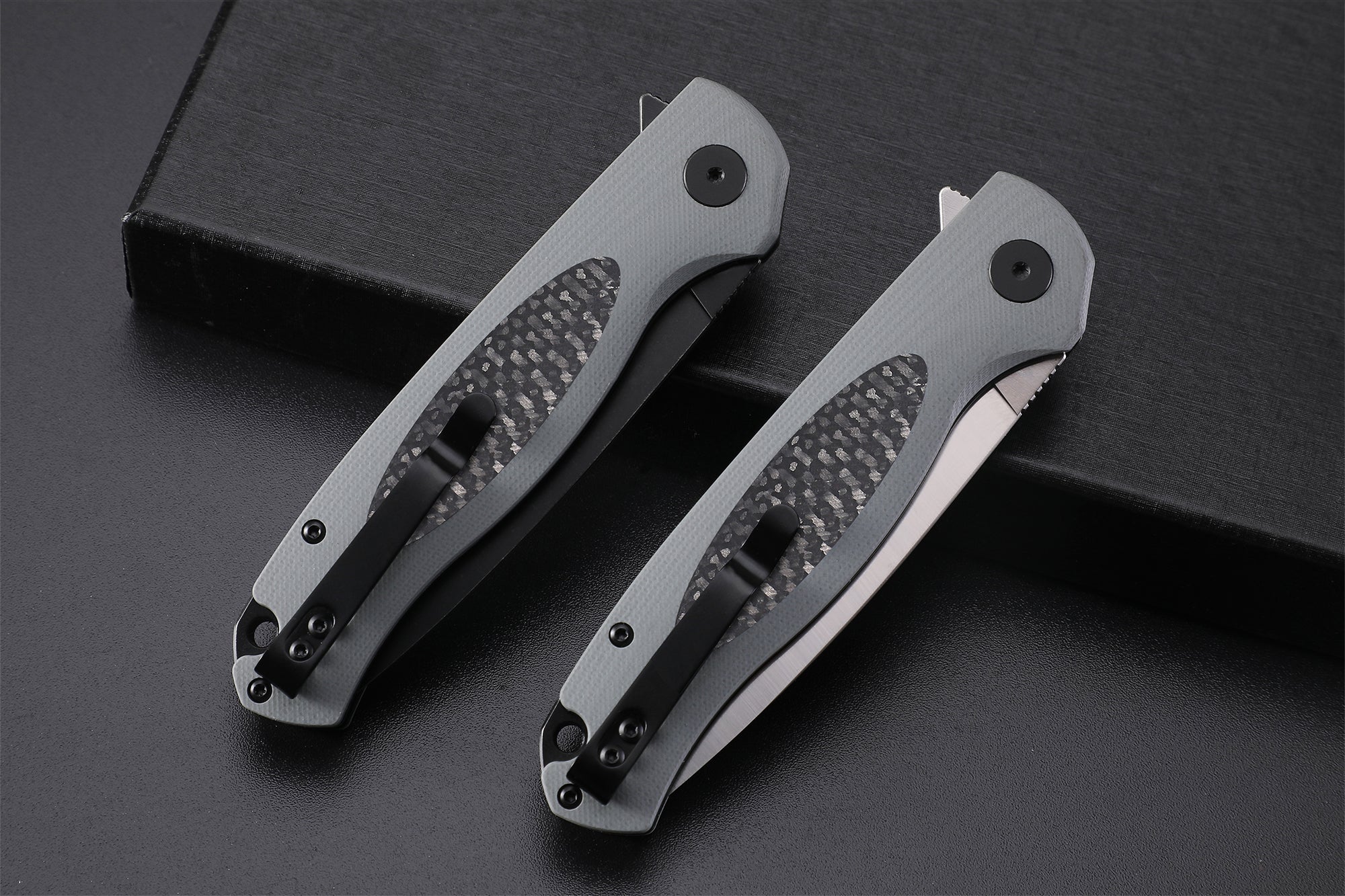 Petrified Fish PFB03 Stamp ,3.58" D2 Satin Blade, 136g G10&Carbon Fiber Handle Flipper Liner lock Folding knife