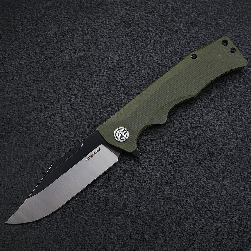 PF959 Petrified fish G10 handle D2 steel hunting knife outdoor survival EDC pocket tool hiking camping diving folding knives