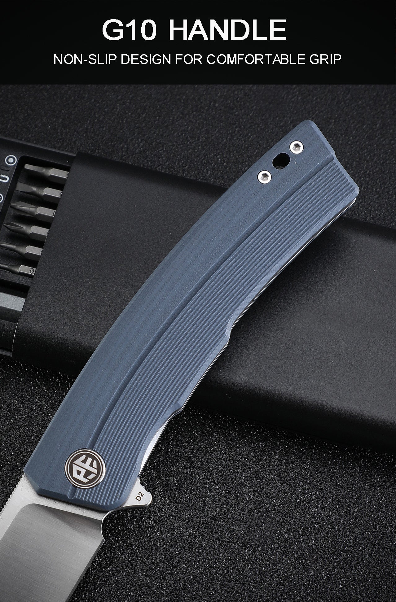 Petrified Fish PFP02 Magazine,3.66“ D2 Satin Blade，G10/Micarta/Carbon Fiber 145g folding Kinfe