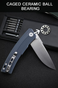 Petrified Fish PFP02 Magazine,3.66“ D2 Satin Blade，G10/Micarta/Carbon Fiber 145g folding Kinfe