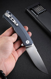 Petrified Fish PFP02 Magazine,3.66“ D2 Satin Blade，G10/Micarta/Carbon Fiber 145g folding Kinfe