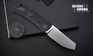 Petrified Fish PFE05 Flavorist ,3.15" K110 Satin Blade, 94g Micarta Handle Front Flipper Liner lock Folding knife