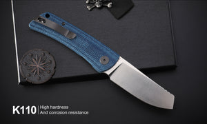 Petrified Fish PFE05 Flavorist ,3.15" K110 Satin Blade, 94g Micarta Handle Front Flipper Liner lock Folding knife