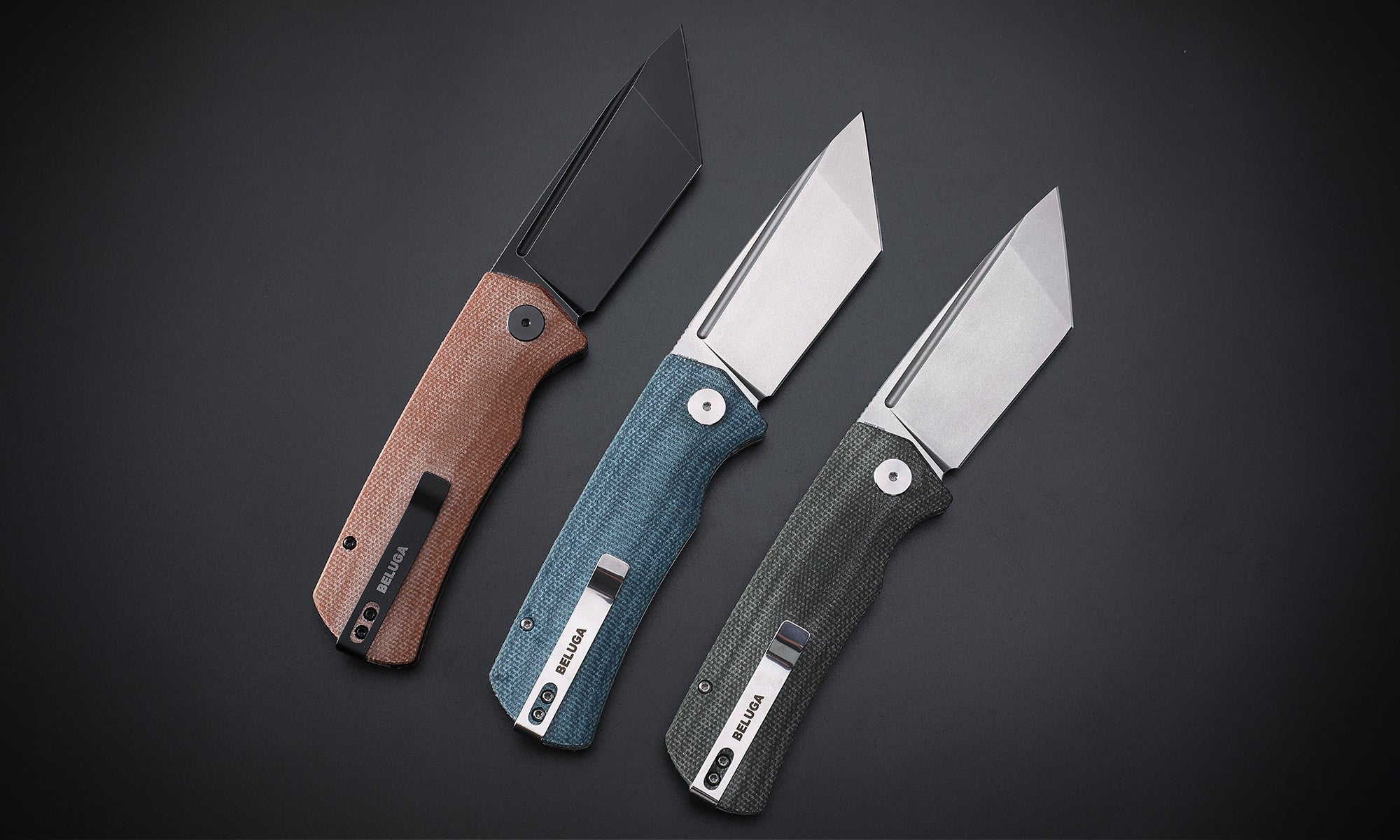 Petrified Fish PFP01T Beluga  ,3.58" K110 Stonewashed Blade,  Front Flipper Liner lock Folding knife