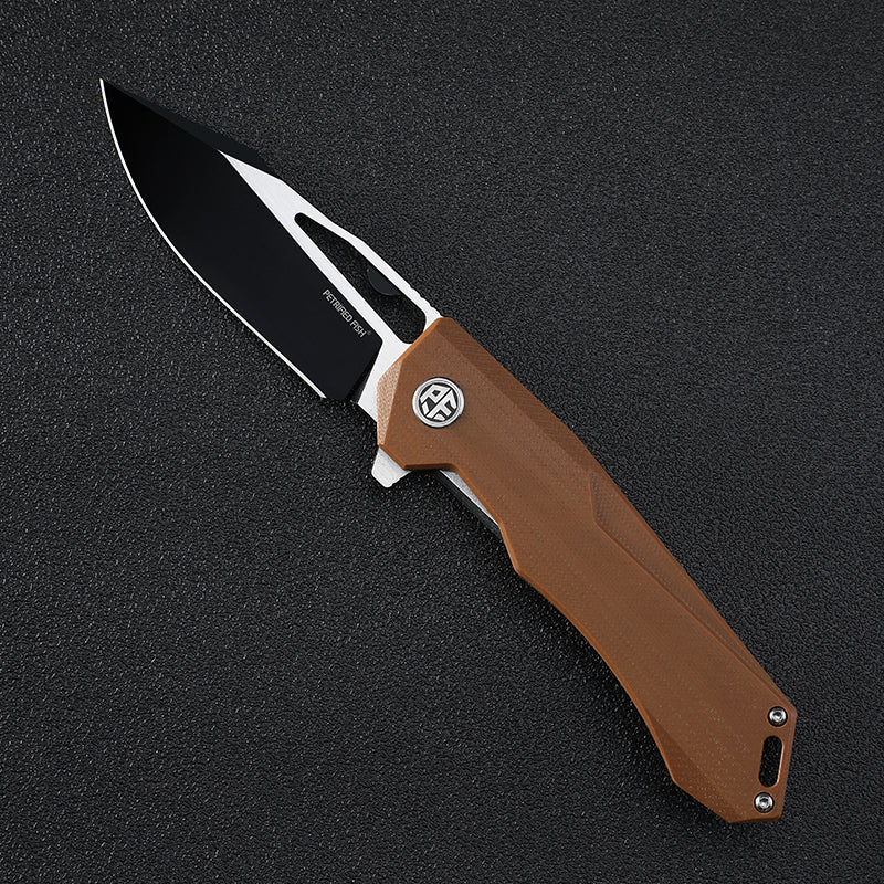 Petrified fish PF969 K110 steel blade ceramic ball bearing folding knives G10 handle titanium alloy clip outdoor hunting knife